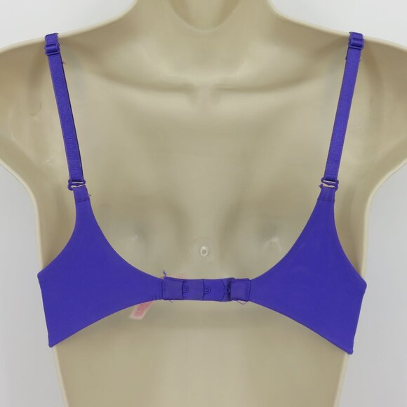 Victorias Secret 32B Push Up Bra Solid Purple Underwire Padded Bow Accent Sexy - Picture 5 of 14